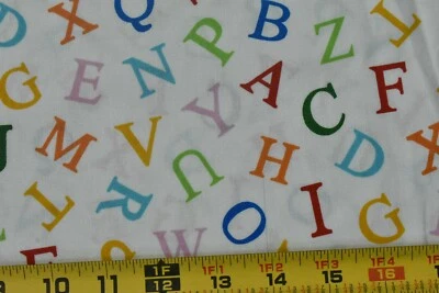 17" Long, Colorful Alphabet on Cream Quilt Cotton, Red Rooster/Brown, P6440 - Image 1 of 4