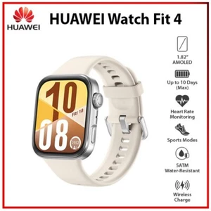 Huawei Watch Fit 4 WHITE 1.82" 5 ATM AMOLED Bluetooth Android iOS Smartwatch AU - Picture 1 of 6