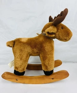 Vintage Christmas 12” Plush Rocking Reindeer Moose Soft Fur Doll Prop Toy Rocker - Picture 1 of 9