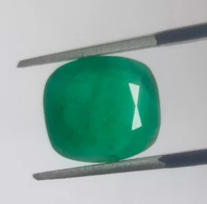 Esmeralda brasileña natural 6,70 CTS sin tratar corte cojín gema suelta - Imagen 1 de 5