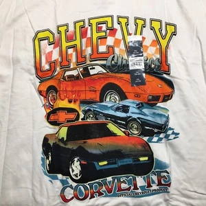 NWT Chevy Classics Corvette Men's T-Shirt Size 3XL White Multicolor 100% Cotton - Picture 1 of 10