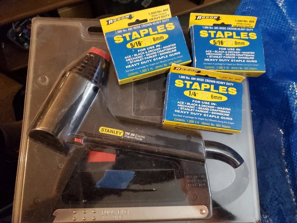 Винтажный Stanley двойной питания электрический проводной степлер/гвоздезабивной пистолет #TRE300 открытый сделано в США - Изображение 1 из 1