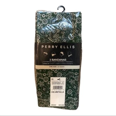 Paquete de 3 pañuelos verdes negros y beige surtidos Perry Ellis Portfolio para hombre nuevos Foto 1 de 4