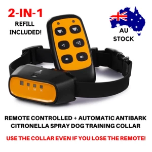 2-IN-1 CITRONELLA SPRAY REMOTE DOG TRAINING COLLAR with AUTOMATIC ANTIBARK S-XL - Picture 1 of 6