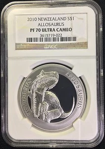 New Zealand NGC PF70 * VERY VERY RARE! 2010 ALLOSAURUS Dinosaur Ancient Reptiles - Picture 1 of 6