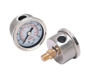 Flüssigkeitsgefüllter Kraftstoffregler Manometer, weiße Fläche, 0-160 psi - Bild 1 von 1