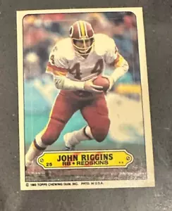 1983 Topps Football Sticker #25 John Riggins - RB Washington Red Skins - Picture 1 of 2