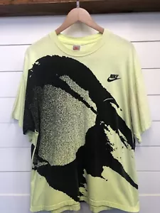 Vintage Nike Challenge Court AOP tennis ball T Shirt Men XL Green Single Stitch  - Picture 1 of 16