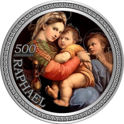 2020 500th Anniversary Raphael Madonna Della Seggiola 50 grams pure  silver - Image 1 of 4