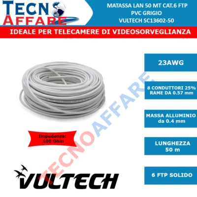 Matassa Cavo di Rete LAN Cat 6 FTP 50Metri/100Metri Vultech SC13602-50/13602-100