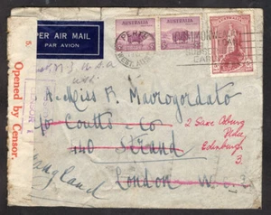 074 AUSTRALIA TO UK GB CENSORED WWII AIR COVER 1941 PERTH, WA -EDINBURGH - Picture 1 of 2