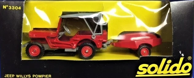 Solido 3304 Jeep Willys with Fire Pump Trailer - Red - 1/50 Die-cast MIB - Image 1 of 1