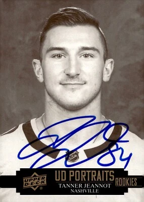 Tanner Jeannot - Signed 2021-22 Upper Deck Series 2 Rookie Portraits Card #P-65 - Image 1 of 2