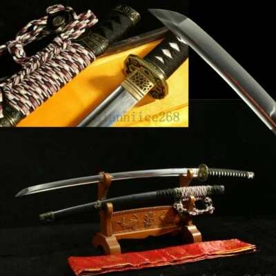 1095 carbon steel strong sharp japanese warrior sword katana black saya - Image 1 of 4
