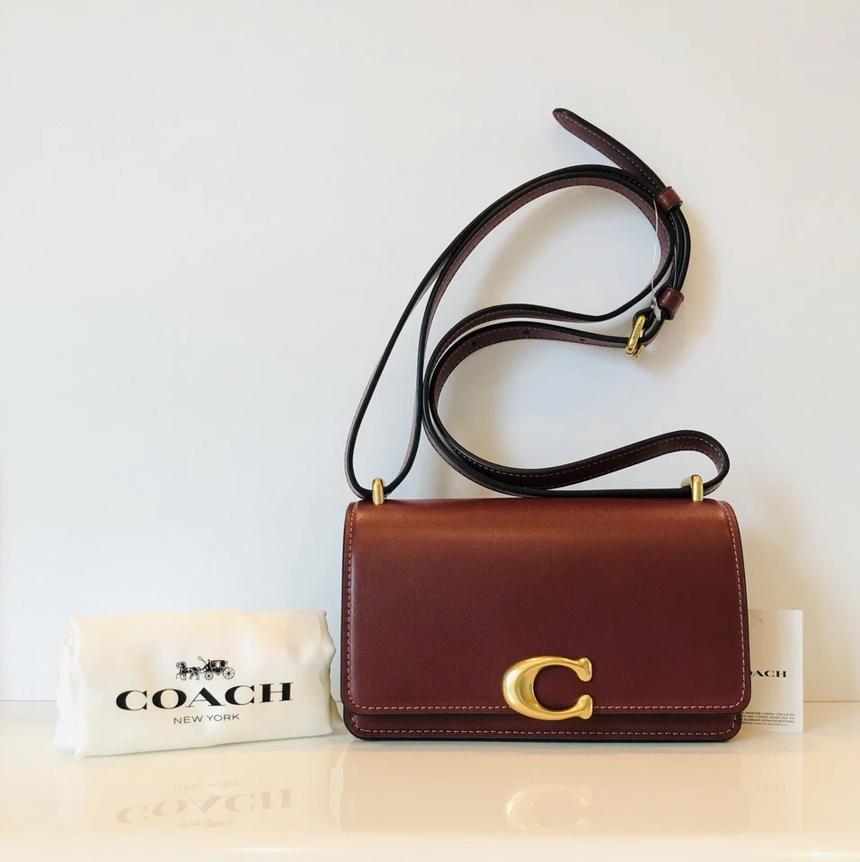 Coach CD724 Bandit Crossbody Bag Genuine Full Grain Leather Wine color