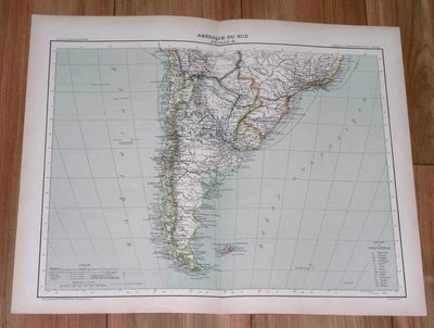 1907 MAPA ANTIGO ORIGINAL DAS MALVINAS ARGENTINAS CHILE/AMÉRICA DO SUL - Imagem 1 de 3