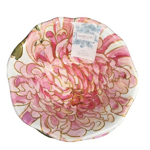 x4 Shabby Chic Pink Peony MELAMINE Salad Cereal Bowl Set Floral Gold Summer NEW - Picture 1 of 5