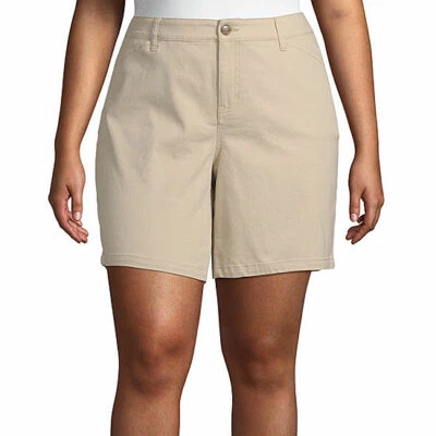 St. John's Bay Women's Plus Mid Rise Chino Shorts Size 22W Biscotti NEW 7" - Image 1 of 2