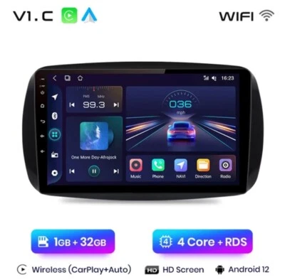 RADIO 2 DIN 9" PARA SMART 453 BLUETOOTH NAVEGADOR USB ANDROID WiFi 1/32 CARPLAY - Imagen 1 de 4