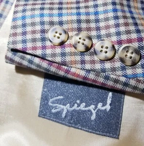 Vintage Spiegel 46 L Karo Tweed braun blau rot gelb Blazer Sport Mantel Jacke - Bild 1 von 6