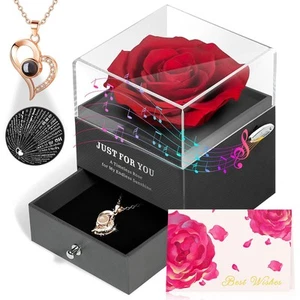 Preserved Rose Gifts for Mom Birthday – Forever Real Rose Music Box for Women... - Bild 1 von 9