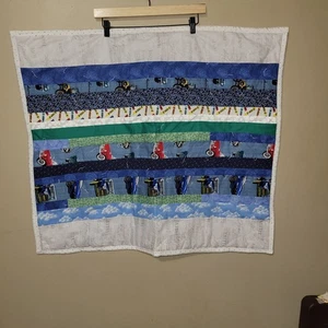 Baby Quilt Handmade 30 × 24 Bears  Cars - Picture 1 of 10