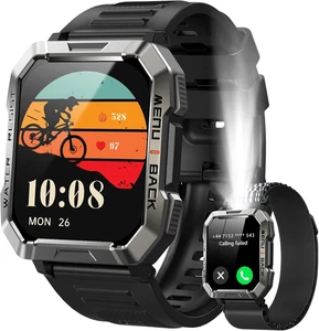 Militare Smartwatch Uomo (Rispondi/Effettua Chiamate), Fitness Tracker Con Torci - Foto 1 di 12