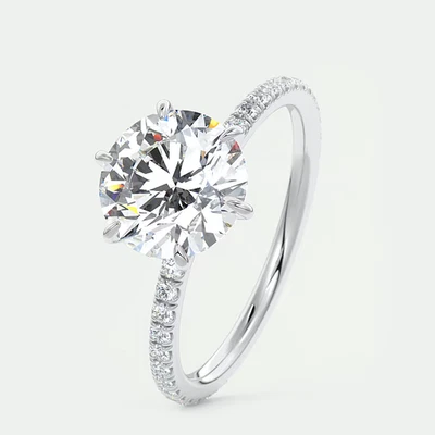 18k  White Gold Wedding Ring Lab Grown 2.35 Carat IGI Certified Round Diamond - Image 1 of 4