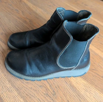 Fly London Salv Botines Chelsea Cuero Negro EUR 40 Mujer EE. UU. Talla 9.5 Leer Foto 1 de 4