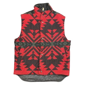 Vintage Woolrich Wool Aztec Buffalo Plaid Red Insulated Botton Vest Men’s S USA - Picture 1 of 8