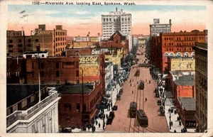 POSTCARD RIVERSIDE AVENUE SPOKANE WASHINGTON - Picture 1 of 2