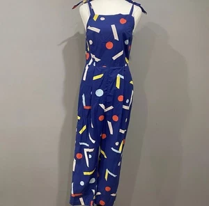 GORMAN X MIREIA RUIZ "Hidden Faces" Jumpsuit Size 6 Pockets Adjustable Straps - Picture 1 of 6
