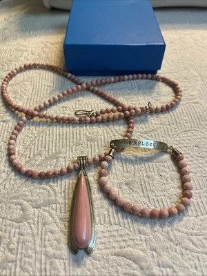 JAY KING DTR Explore PINK OPAL 925 Stretch Bracelet & 32" Pendant Necklace #JJ4 - Image 1 of 4