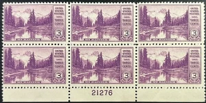 U.S. Scott #742, P.B. of 6, Mt. Rainer, Washington Issue, Fine-Very Fine, MNH - Picture 1 of 2