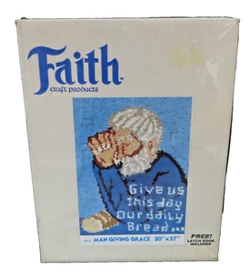 Kit de alfombra vintage Faith Craft Hook-It hombre dando gracia gancho de cierre 20x27 sellado - Imagen 1 de 4