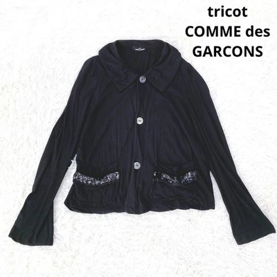 Cárdigan Tricot COMME des GARCONS Manga Larga Lentejuelas Algodón Lino Negro Talla Única Foto 1 de 4