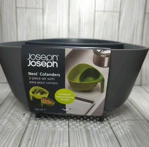 Joseph Joseph Nesting Colanders Two-piece Set Easy Pour Corners Grey Colander - Picture 1 of 15