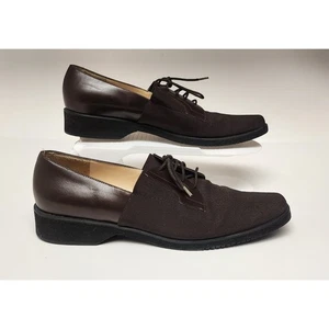 Salvatore Ferragamo Damen Vintage Leder/Stoff Schnürschuhe Oxford Schuhe 7.5B - Bild 1 von 9
