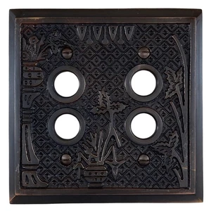 Victorianischer Stil Zwei-Gang-Druckknopfschalter Abdeckplatte schwere Bronze - Bild 1 von 2