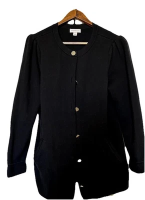 CHARTER CLUB BLACK WITH SILVER BUTTONS SWEATER JACKET SIZE XL - Image 1 of 4