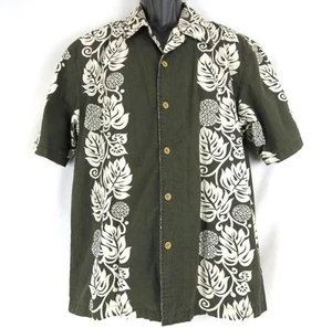 UNIONBAY Men Short Sleeve Button Down Casual Shirt Top Size M Army Green + White - Picture 1 of 5