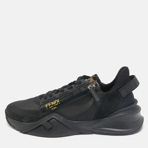 Fendi Black Mesh, Suede and Nylon Flow Low Top Sneakers Size 43 - Picture 1 of 9