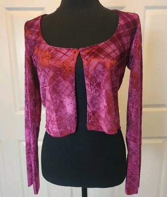 Top atado de algodón sobre wylde S frambuesa púrpura terciopelo cuadros Y2K gótico bruja pura Foto 1 de 4