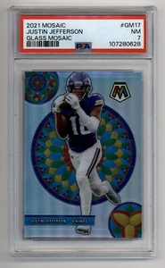 2021 Panini Mosaic #GM17 Justin Jefferson Stained Glass PSA 7 NM Graded Vikings - Picture 1 of 2