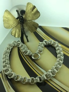 Collar gargantilla colgante cadena eslabones de plata de ley inflados para mujer 17" - Imagen 1 de 10