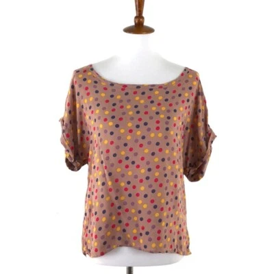 Camiseta de mujer rosa espléndido lunares manga corta, talla mediana M Foto 1 de 4