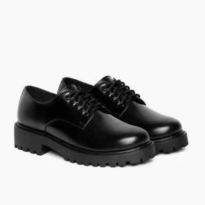 Thursday Renegade Shoes Womens 9.5 Black Leather Lug Oxford Derby Plain Toe - Picture 1 of 18