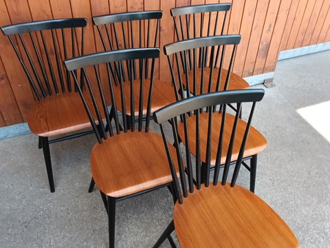 6x Teak Dining Room Chairs Chair Vintage 60s Tapiovaara Age Danish 60er Chairs Cover