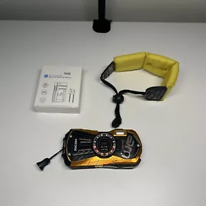 Ricoh WG-30w Waterproof Digital Camera Flame Orange Bundle W/ Charger & Float - Picture 1 of 13