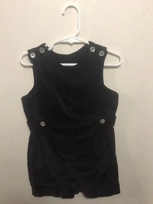 复古婴儿衣服黑色丝绒连衫裤套衫无标签见测量 — 第 1/4 张图片